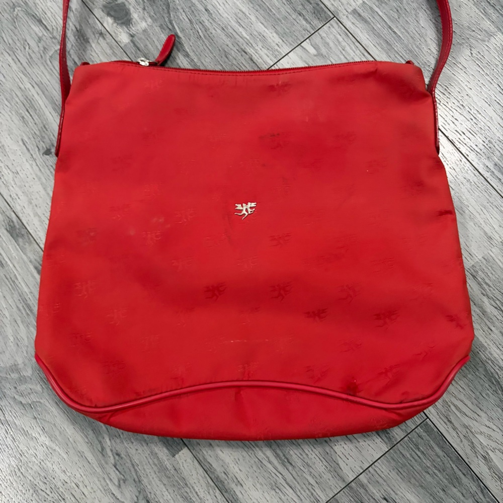 Piero Guidi Red Nylon and Patent Leather Shoulder Bag Made in Italy - Picture 2 of 10